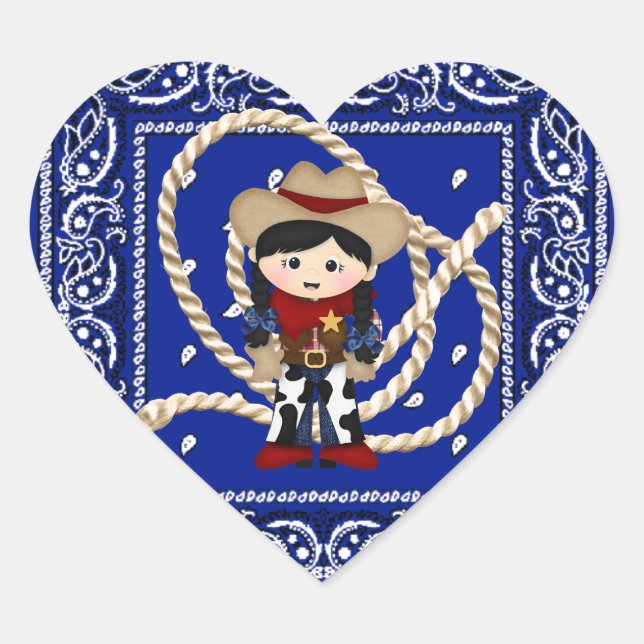 Cowgirl Herz-Aufkleber (Vorderseite)