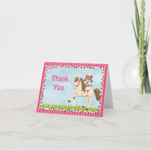 Cowgirl Horse Birthday Party Danke (Vorderseite)