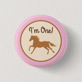 Cowgirl Horse Kid Girl's Birthday Party Thema Button
