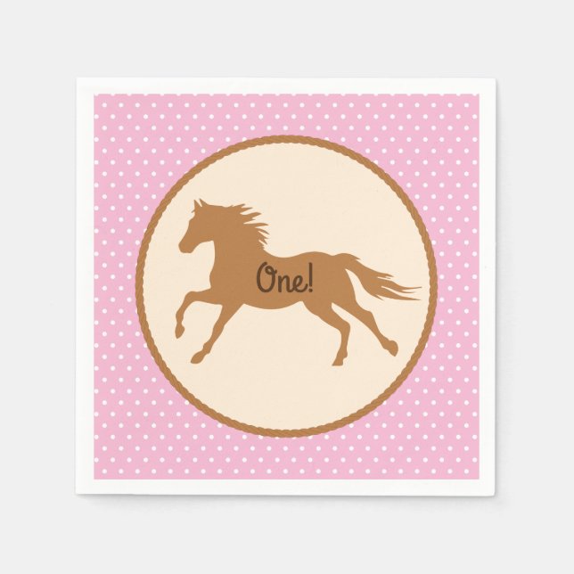 Cowgirl Horse Kid Girl's Birthday Party Thema Serviette (Vorderseite)