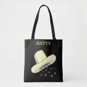 Cowgirl-Hut Cartoonbild & Sterne auf Schwarz Tasche