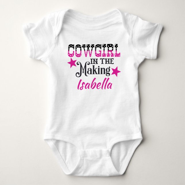Cowgirl im Personalisierten machen Baby Strampler (Vorderseite)