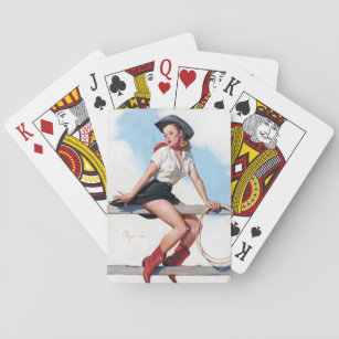 Cowgirl im Zaun Spielkarten