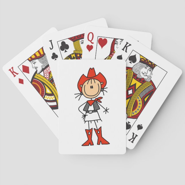 Cowgirl in Red T - Shirt and Gifts Spielkarten (Rückseite)