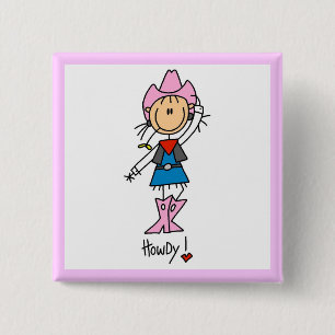 Cowgirl in rosa T-Shirts und Geschenken Button