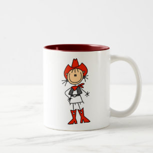 Cowgirl in roten T-Shirts und Geschenken Zweifarbige Tasse