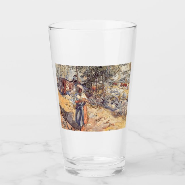 Cowgirl in the Meadow (Kind mit Landtieren) Glas (Vorderseite)