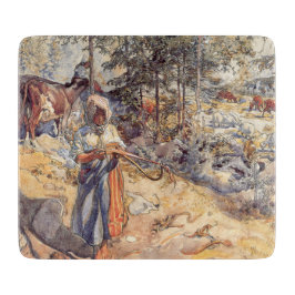 Cowgirl in the Meadow (Kind mit Landtieren) Schneidebrett