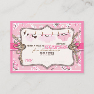 Cowgirl Jeans und Tutu Diaper Raffle Ticket Begleitkarte