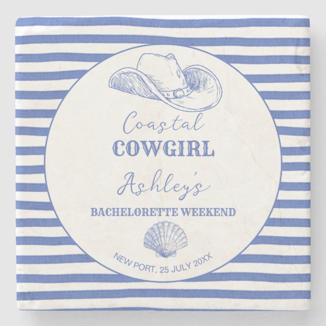 Cowgirl Junggeselinnen-Abschied bevorzugt bedruckt Steinuntersetzer (Vorderseite)