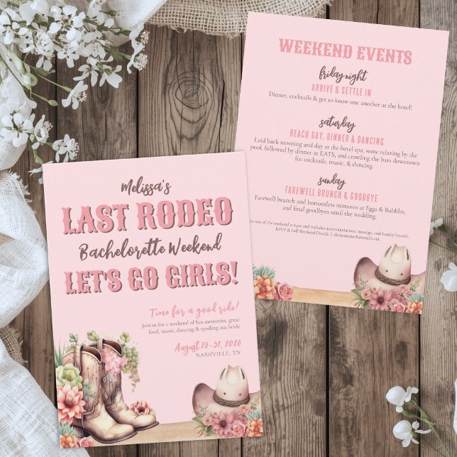 Cowgirl-Junggeselinnen-Abschied Einladung (Last Rodeo Cowgirl Bachelorette Party Invitation)
