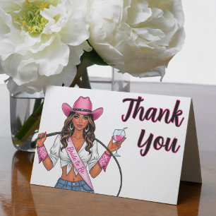 Cowgirl Junggeselinnen-Abschied Whips Wine & Wild  Dankeskarte