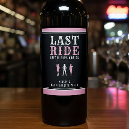 Cowgirl-Junggesellinnenparty Letzte Fahrt Rosa Weinetikett
