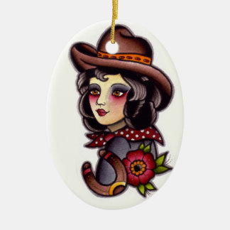 Cowgirl Keramik Ornament