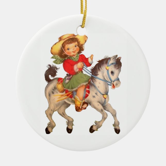 Cowgirl-Kind Keramikornament (Vorne)
