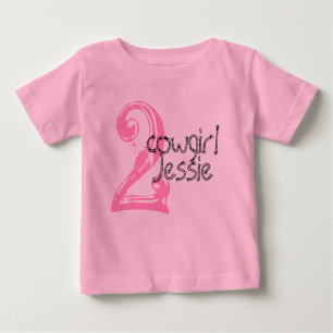 Cowgirl-kundengerechtes 2. Geburtstags-T-Shirt Baby T-shirt