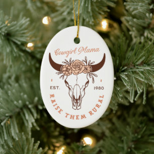 Cowgirl-Land-Mama westliche Heimatfarm Leben Keramik Ornament