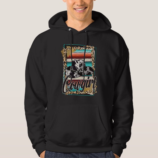 COWGIRL  Leopard Cow Pattern Print Serape Rodeo Hoodie (Vorderseite)