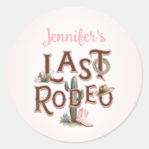 Cowgirl letztes Rodeo Junggesellinnenabschied Runder Aufkleber