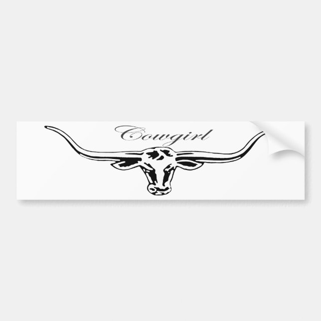 Cowgirl Longhorn Autoaufkleber (Vorne)