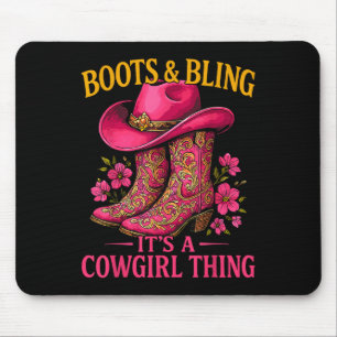Cowgirl Lover Stiefel und Bling es ein Cowgirl Din Mousepad