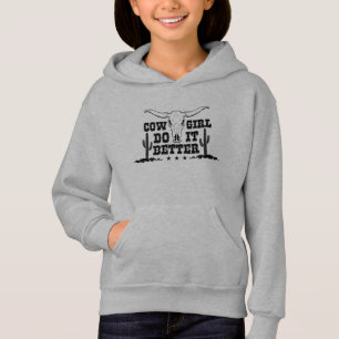 COWGIRL MACHEN ES BESSER Kuhschädel mit langen Hör Hoodie