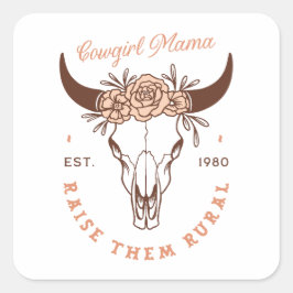 Cowgirl Mama Country Mama soll sie ländlich erzieh Quadratischer Aufkleber