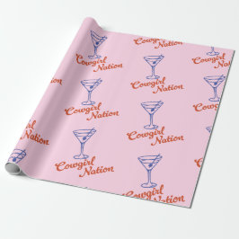 Cowgirl Martini Handgezeichnetes Rosa Geschenk Geschenkpapier