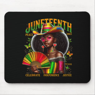 Cowgirl Melanin Mädchen Juneteenth 1865 schwarzer Mousepad
