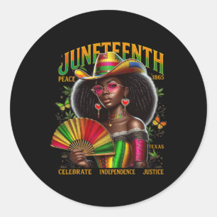 Cowgirl Melanin Mädchen Juneteenth 1865 Schwarzer Runder Aufkleber