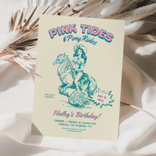 Cowgirl Mermaid Birthday Tides Pony Rides Einladung