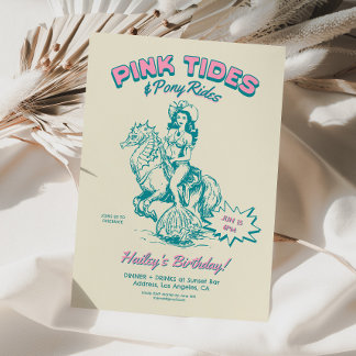 Cowgirl Mermaid Birthday Tides Pony Rides Einladung