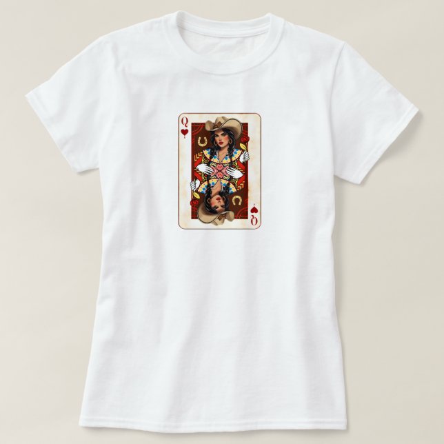 Cowgirl Midwest Queen of Hearts Card - Liebe Luck T-Shirt (Design vorne)