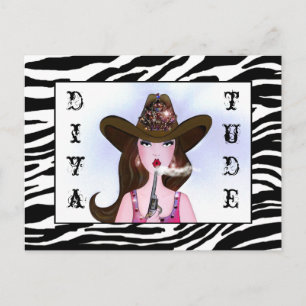 Cowgirl mit "DIVAtude" Postkarte