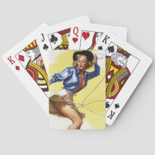 Cowgirl mit Lasso Spielkarten