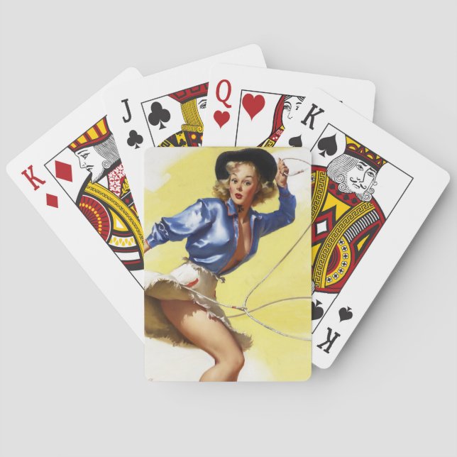 Cowgirl mit Lasso Spielkarten (Rückseite)