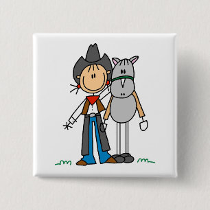 Cowgirl Mit Pferd T-Shirts und Geschenke Button