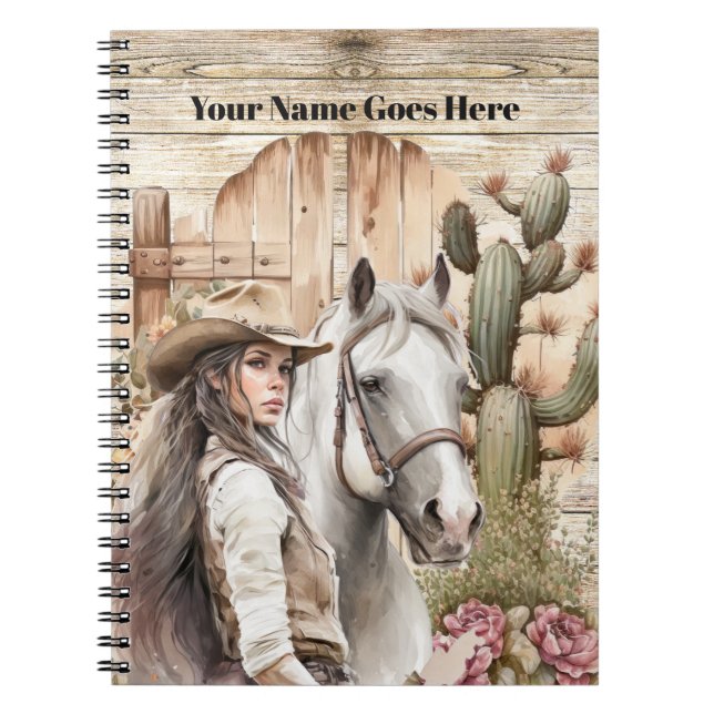 Cowgirl mit Pferdekakteen Notizblock (Vorderseite)