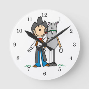 Cowgirl mit PferdeT - Shirts und -geschenken Runde Wanduhr