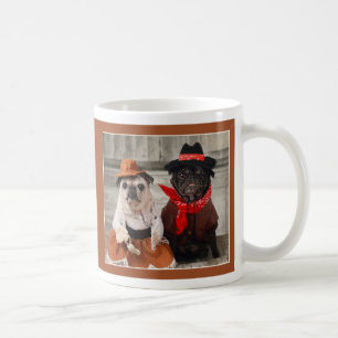 Cowgirl-Mops und Cowboy-Mops-Tasse durch Möpse un Kaffeetasse
