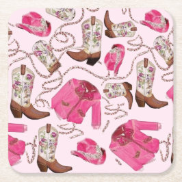 Cowgirl-Musterstil Rechteckiger Pappuntersetzer