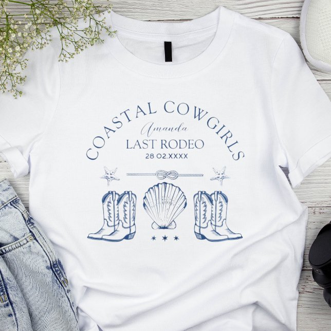 Cowgirl Nautical Western Bachelorette T-Shirt (Coastal Cowgirl tshirt is the perfect beach bachelorette party tee matching bridesmaids)