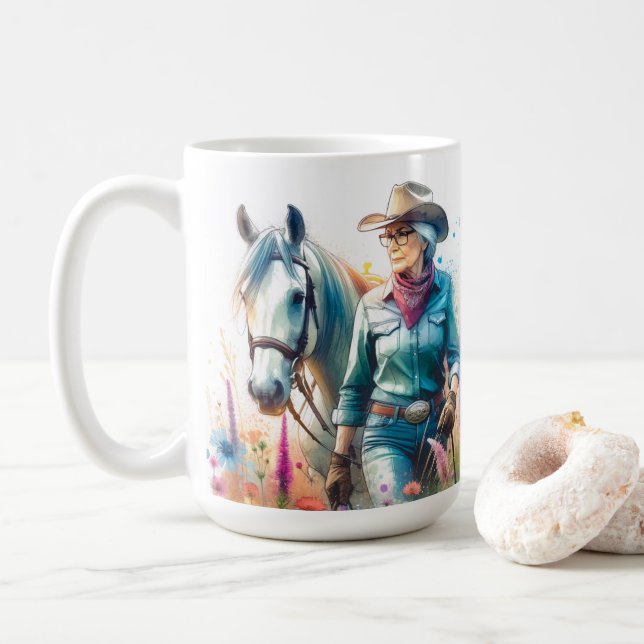 Cowgirl Oma Kaffeetasse (Mit Donut)