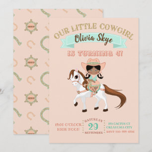 Cowgirl on Horse Girls Birthday Ethnic Einladung