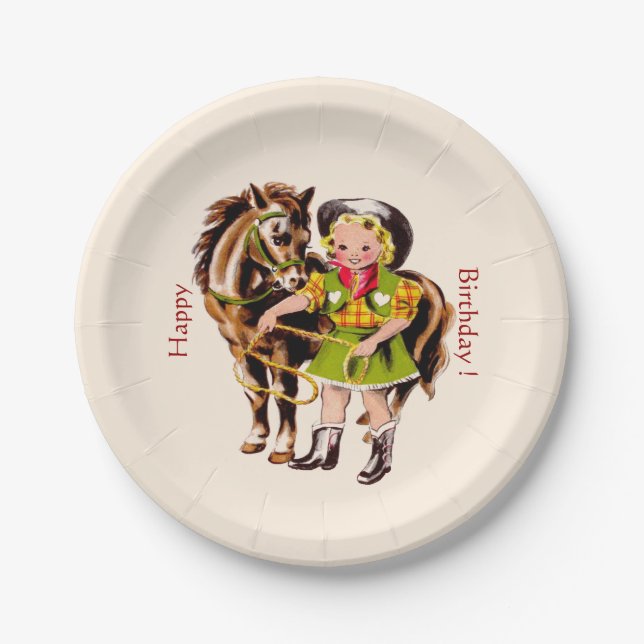 Cowgirl-Party Pappteller (Vorderseite)