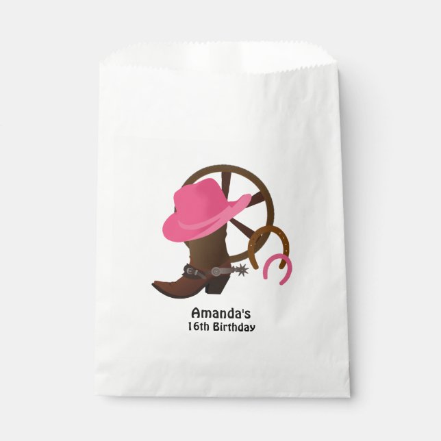 Cowgirl Personalisiert Birthday Party Geschenktütchen (Vorderseite)