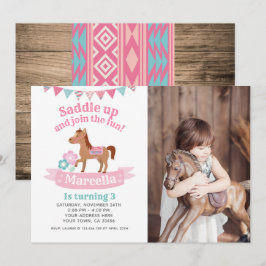 Cowgirl, Pferde Geburtstag Einladung mit Foto