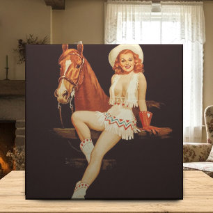Cowgirl Pin-Up Fliese