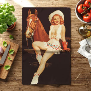 Cowgirl Pin-Up Geschirrtuch