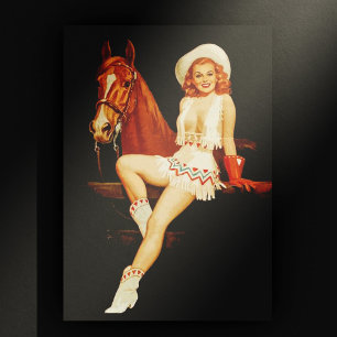 Cowgirl-Pin-Up Postkarte